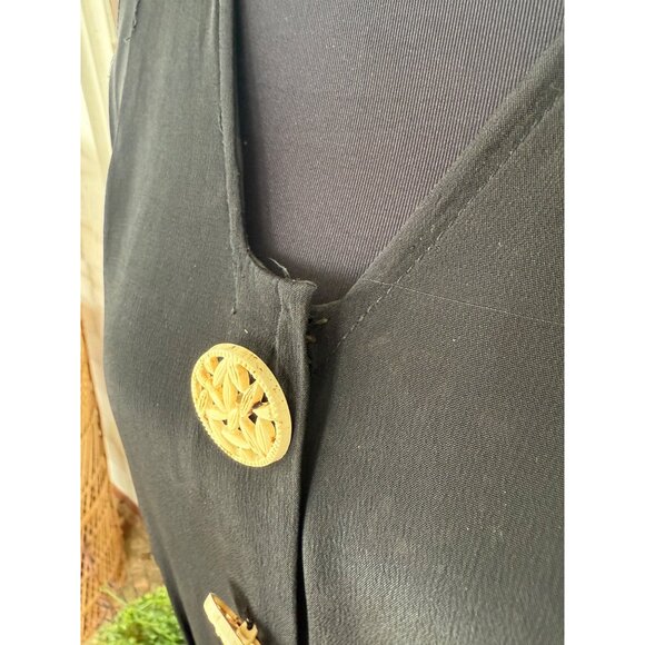 Antique 30's Black Rayon Maternity Dress AS IS TLC Size L - Picture 14 of 16